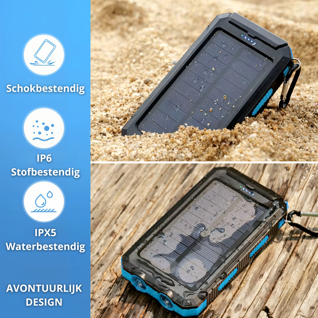 Powerbank 20000 mAh op Zonne-energie – Draadloos & USB