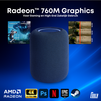 COOL'R EXR1 Mini PC - Windows 11 - Gaming PC - 16 GB DDR5 RAM - 512 GB SSD - AMD Ryzen™ 5 7640HS - Hexa-Core Processor - Meerdere Schermen - 4K - 240Hz