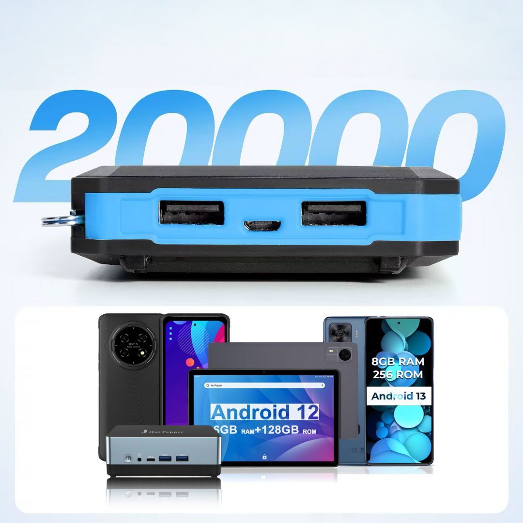 Powerbank 20000 mAh op Zonne-energie – Draadloos & USB