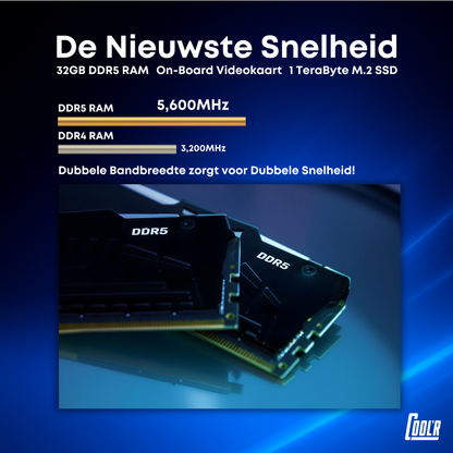 COOL'R Mini PC - Windows 11 - EXR1 Gaming PC - AMD Ryzen™ 7 8745HS - Octa-Core Processor - 32GB RAM - 1 TeraByte Opslag - SSD - Gaming - 4K - 120Hz - Dual Display